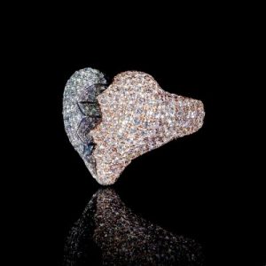 925S & VVS Moissanite Broken Heart Ring in White and Rose Gold