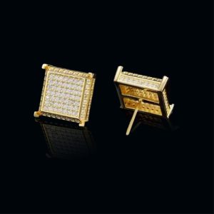 925S & Moissanite Square Paved Stud Earrings