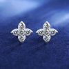 925S & VVS Moissanite 8mm Four Leaf Clover Stud Earrings