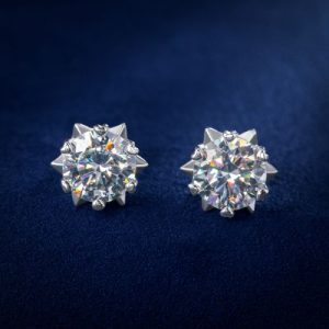 1Ct Moissanite Round Cut Snowflake Earrings in S925 Sterling Silver