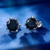 1Ct Black Moissanite Round Cut Snowflake Earrings in S925 Sterling Silver