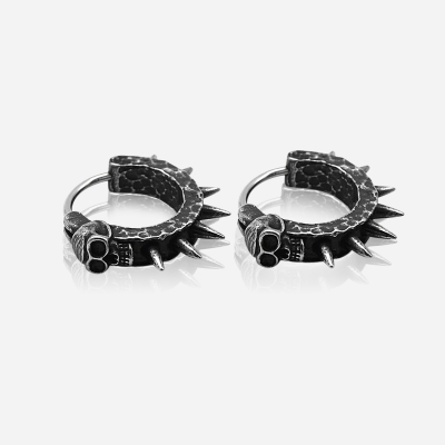 Vintage Black Skull Thorns Earrings