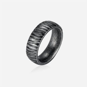 Stainless Steel Vintage Silver Matt Ripple Ring