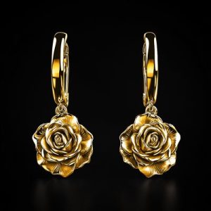 Rose Drop Hoop Earrings