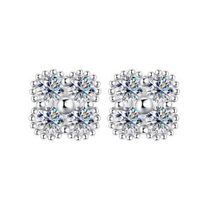 S925 Silver VVS Moissanite Four-leaf Clover Earrings