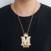 Iced Crown Buckle Custom Letter Name Combination Pendant