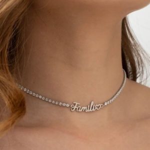 Custom Letters Name Necklace with Tennis Chain