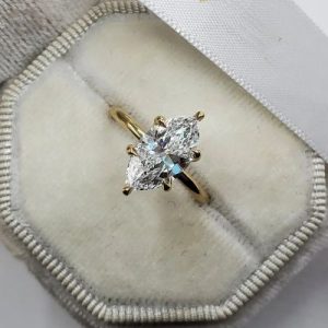 3.12CT Marquise & Round Cut Six Claws VVS Moissanite S925 Silver Engagement Ring
