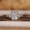 2.2CT Radiant Square & Round Cut  VVS Moissanite S925 Silver Engagement Ring
