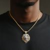 Iced Roaring Lion Head Pendant