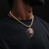 Iced Roaring  Lion Head Pendant
