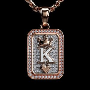 Crown Ace K Playing Card Pendant