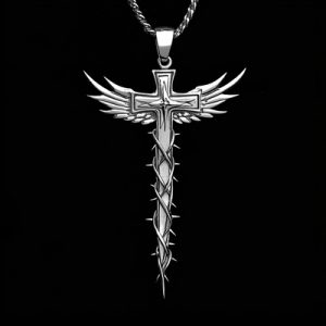 Thorn Cross Wings Pendant