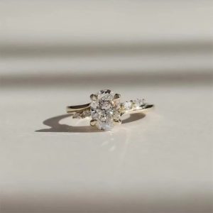 2.12CT Oval & Marquise Cut VVS Moissanite S925 Silver Engagement Ring