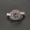 2.82CT Round Cut VVS Moissanite S925 Silver Halo Engagement Ring With Paved Setting