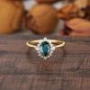 2.314CT Green Oval & Round Cut Gemstones Engagement Ring