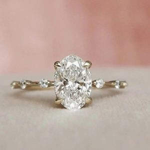 2.5CT Oval Cut VVS Moissanite S925 Silver Halo Engagement Ring