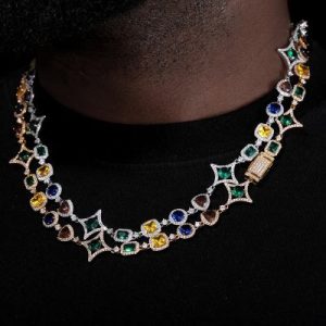 Iced 10mm Multi-color Diamonds Chain