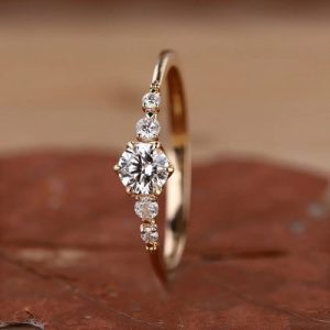 0.68CT Round Cut VVS Moissanite S925 Silver Engagement Ring