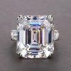 5.34CT Emerald & Baguette Cut VVS Moissanite S925 Silver Engagement Ring
