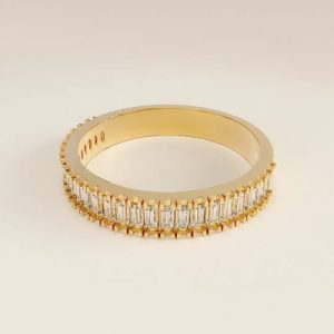 0.5CT Emerald Cut VVS Moissanite S925 Silver Wedding Band