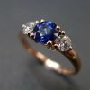 2CT Round Cut Blue & White Diamond Engagement Ring