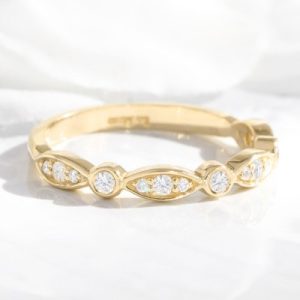 0.16CT Round Cut VVS Moissanite S925 Silver Wedding Band