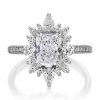 2.3CT Radiant & Round Cut VVS Moissanite S925 Silver Engagement Ring