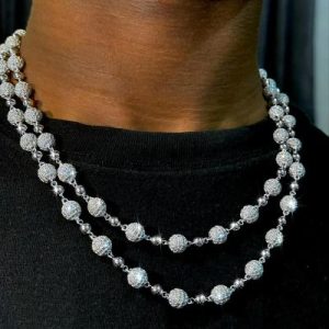 925S & VVS Moissanite 8mm Iced Beads Chain