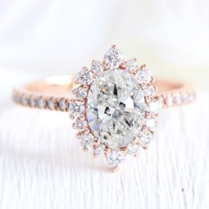 3.22CT Oval & Round Cut VVS Moissanite S925 Silver Engagement Ring