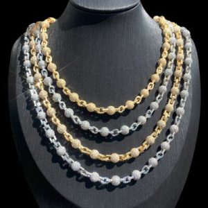 7mm Iced Out Beads Linked Chain