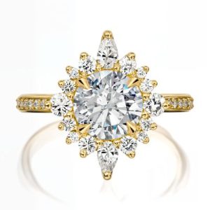 1.28CT Round Cut VVS Moissanite S925 Silver Engagement Ring