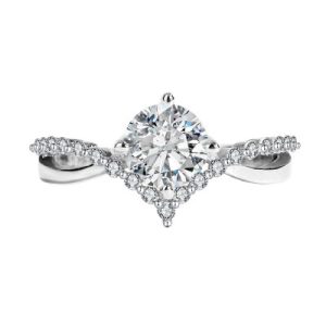 925S & VVS Moissanite 1CT Round Cut Twisted Engagement Ring