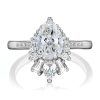 2.2CT Pear & Round Cut VVS Moissanite S925 Silver Engagement Ring