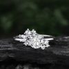 1.23CT Round & Marquise Cut VVS Moissanite S925 Silver Engagement Ring