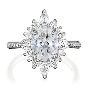 1.88CT Oval & Round Cut VVS Moissanite S925 Silver Engagement Ring