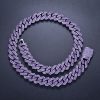 14mm 2-Row Purple Iced Handset Prong Cuban Chain