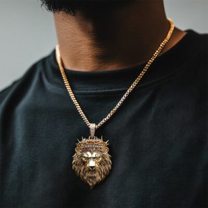 Iced Out Loin Crown of Thorns Pendant