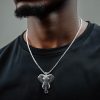Iced Out Diamonds Elephant Head Pendant