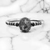 1.65CT Oval Cut Salt & Pepper Diamond With Black Moissanite S925 Silver Engagement Ring