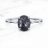 1.59CT Oval Cut Salt & Pepper Diamond Distance Band S925 Silver Engagement Ring