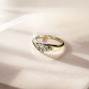 1.5CT Marquise Cut Full Coverage VVS Moissanite S925 Silver Engagement Ring