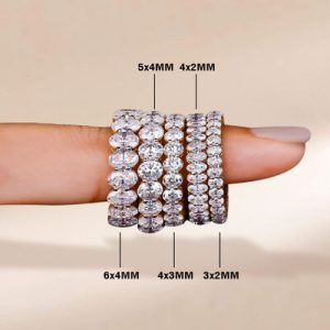 Various Sizes Oval Cut VVS Moissanite S925 Silver Wedding Band