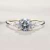 1.26CT Round Cut Salt & Pepper Diamond Moissanite Accented S925 Silver Engagement Ring