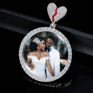 Iced Out Broken Heart Custom Picture Solid Pendant