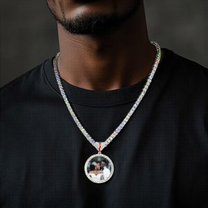 Iced Out Broken Heart Custom Picture Solid Pendant