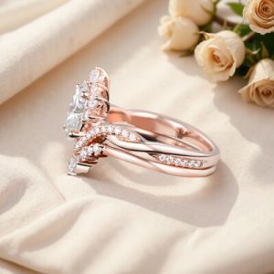 2.315CT Oval & Round Cut VVS Moissante S925 Silver Engagement Ring Set