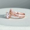 1.615CT Round Cut VVS Moissanite S925 Silver Engagement Ring Set