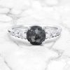 1.21CT Round Cut Salt & Pepper Diamond Moissanite Accented S925 Silver Engagement Ring
