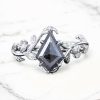 1.74CT kite Cut Salt & Pepper Diamond Moissanite Accented S925 Silver Engagement Ring